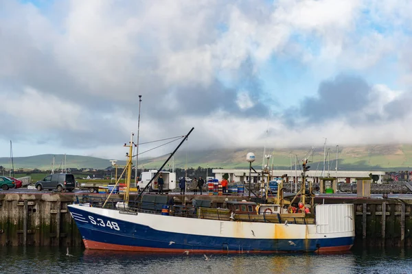 爱尔兰丁格尔 2017年3月11日 拖网渔船在爱尔兰西海岸丁格尔港卸下渔获物 — 图库照片