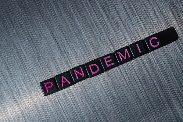 Pandemie Text Auf Gebürstetem Metall Textur Hintergrund — Stockfoto