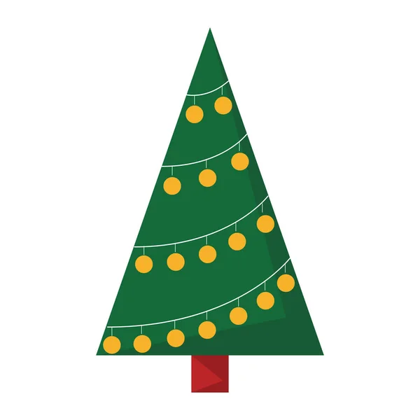 Árbol de Navidad verde vector aislado. Piel verde con decoración — Archivo Imágenes Vectoriales