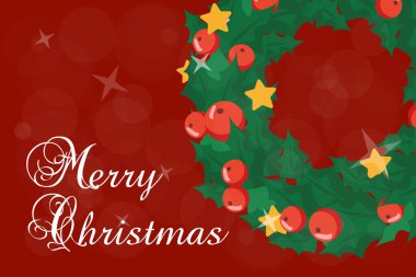 Çelenk taşıyıcısı izole edilmiş mutlu noel tebrik kartları