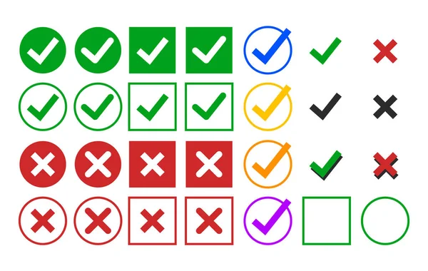 İşaretleme simgesi vektörleri izole edildi. Yeşil ve kırmızı sembol