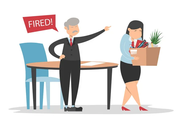 Kızgın patron ve kovulmuş çalışan kutuyla yürüyor.