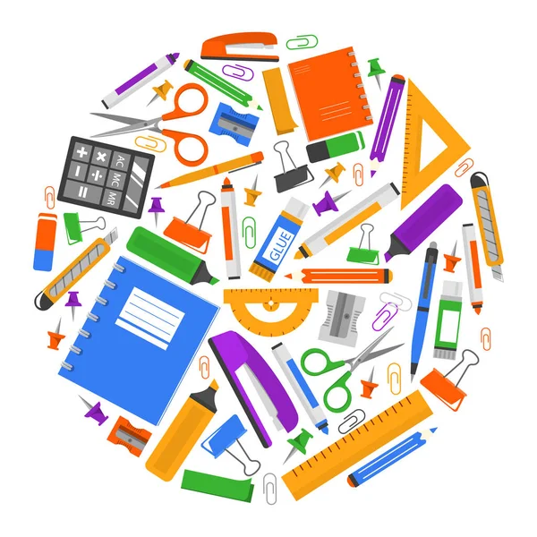 Stationery set vector isolated. Collection of school supplies. — Stock Vector