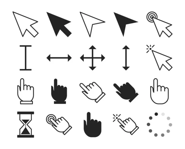 Линейный вектор набора курсоров изолирован. Коллекция стрел мыши — стоковый вектор