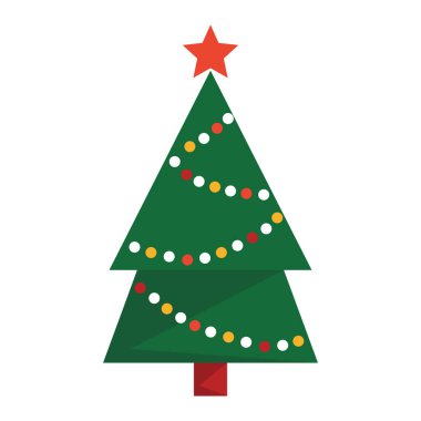 Yeşil Noel ağacı vektörü izole edildi. Süslü yeşil kürk