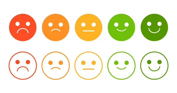 Emoji değerlendirme sistemi vektörü izole edildi. Gülen yüz simgesi koleksiyonu