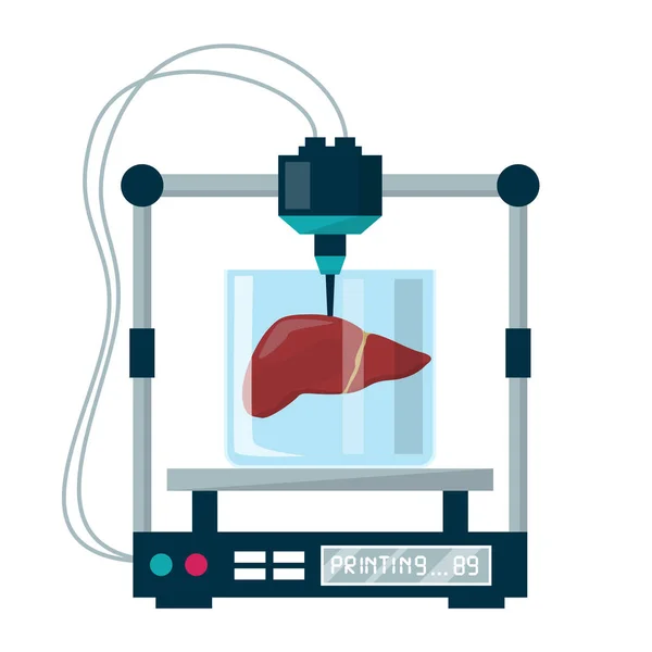 3d bioprinting vector geïsoleerd. Medische apparatuur voor orgel — Stockvector