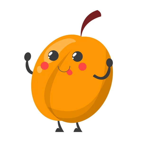 Peach character vector isolated. Happy fruit with a face — Stock Vector