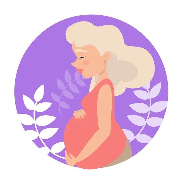 Pregnant woman portrait vector isolated. Young mom — Stock Vector