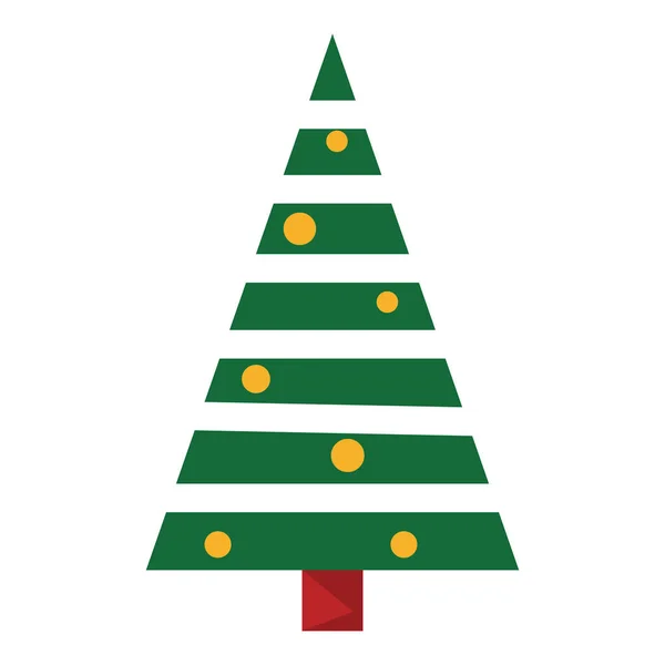 Vecteur d'arbre de Noël vert isolé. Fourrure verte avec décoration — Image vectorielle