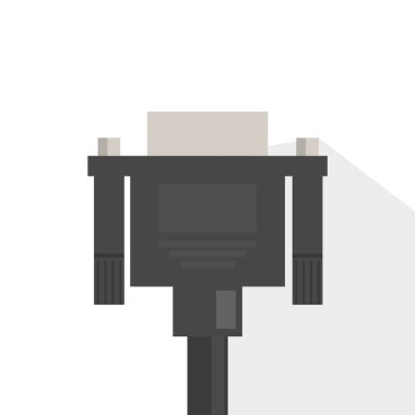 Dvi kablo vektörü izole edildi. Bilgisayarla bağlantı. Elektrik.