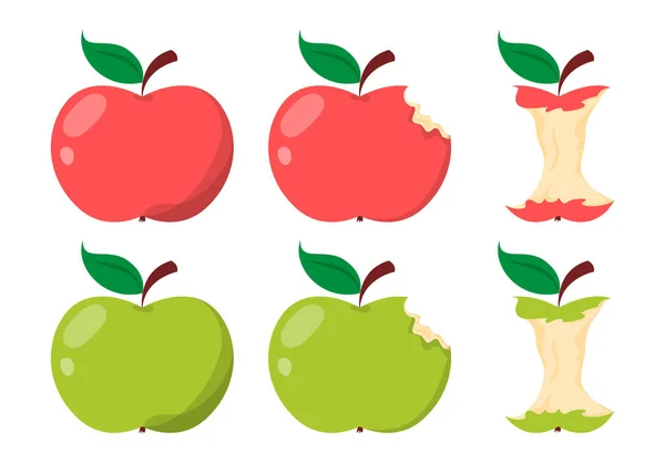 Núcleo da Apple. Fruta doce verde e vermelha. Ilustração de alimentos — Vetor de Stock