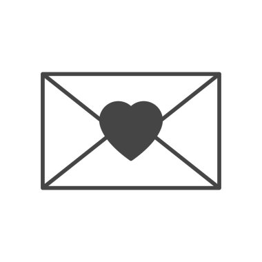 Aşk posta hattı ikon vektörü izole edildi. Zarfta bir mektup var.