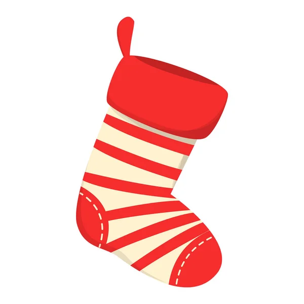 Red stocking vector isolated. Christmas sock, decoration element. — Stock Vector