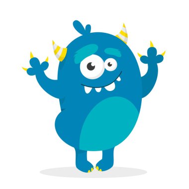 Canavar vektörü izole etti. Parlak renkli ve şirin koleksiyonu