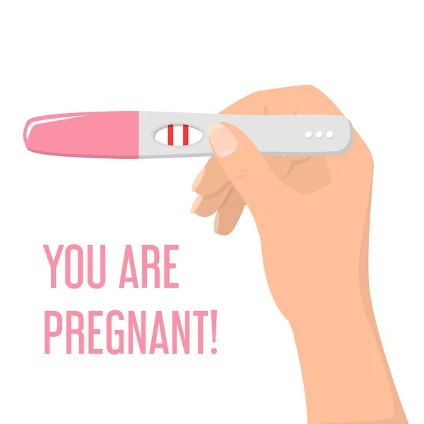 Hand holding a positive pregnancy test vector isolated. — Stock Vector