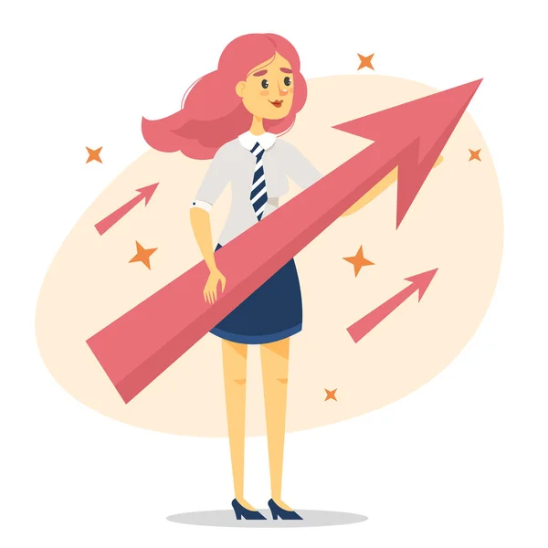 Beautiful business woman holding arrow vector isolated — 图库矢量图片
