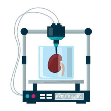 3D biyo kopyalama vektörü izole edildi. Org için tıbbi ekipman