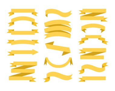 Sarı vektör izole edilmiş kurdele seti. Web pankartı tasarımı için element