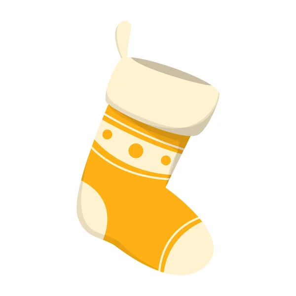 Желтый вектор чулка изолирован. Рождественский носок, украшение — стоковый вектор