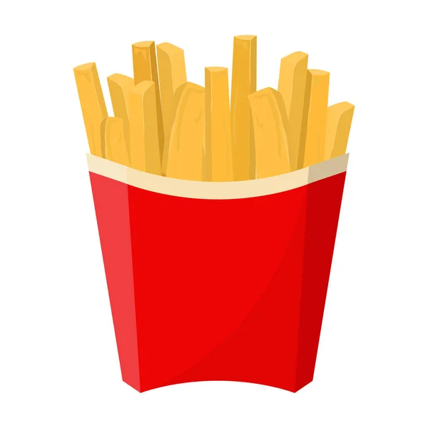 Papas fritas en el vector de la caja roja aislado. Comida chatarra — Vector de stock