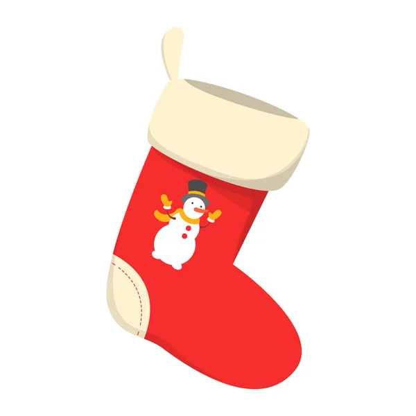 Vecteur rouge isolé. Chaussette de Noël, élément de décoration . — Image vectorielle