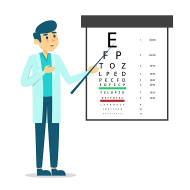 Male doctor oculist standing at the eyesight check table