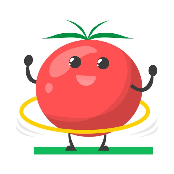Fitness tomato character vector isolated. Vegetarian meal — Stok Vektör