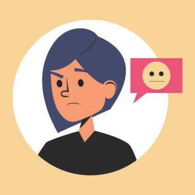 Portrait of a woman pondering vector isolated clipart