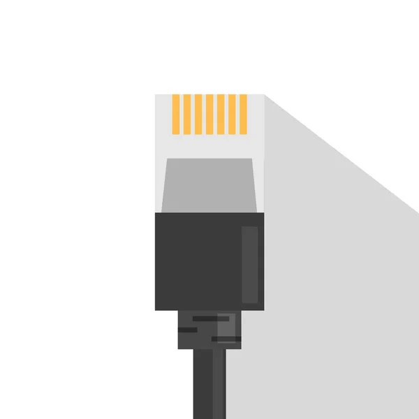Black ethernet cable vector isolated. Connection tool — 스톡 벡터