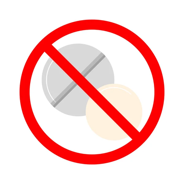 Pills in the red sign vector isolated. Say no to narcotic — Stock Vector