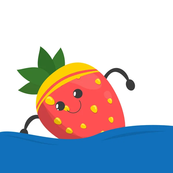 Φράουλα χαρακτήρα κολύμπι στο διάνυσμα πισίνα — Διανυσματικό Αρχείο