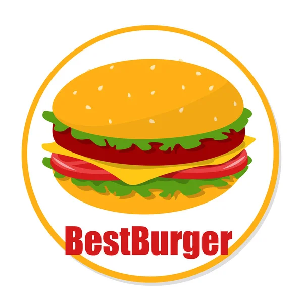Chutný burger vektor izolován. Maso, salát, rajčata a sýr — Stockový vektor