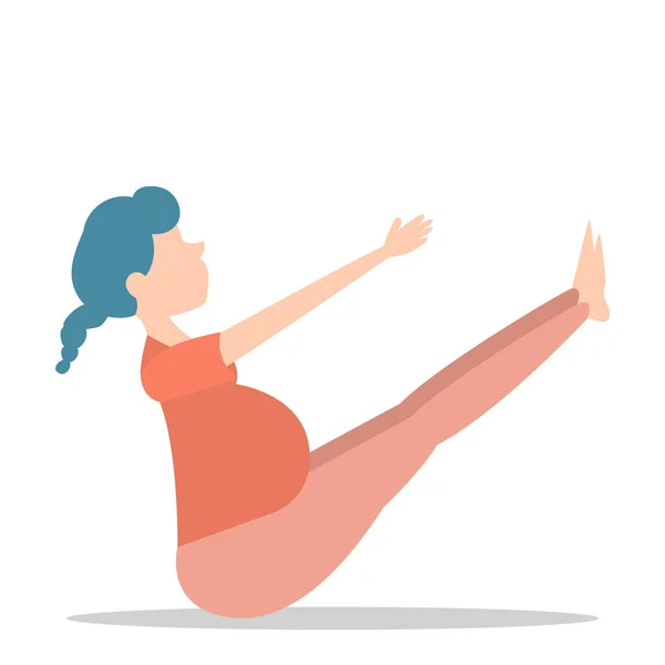 Mujer embarazada sentada en yoga pose vector aislado — Vector de stock