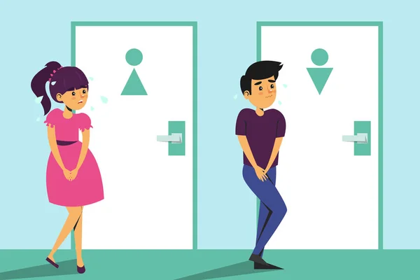 Çocuklar tuvaletin kapısında dikilip işemek istiyorlar.