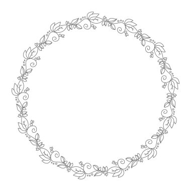 Şirin ve basit çiçek çelengi vektörü izole edilmiş.