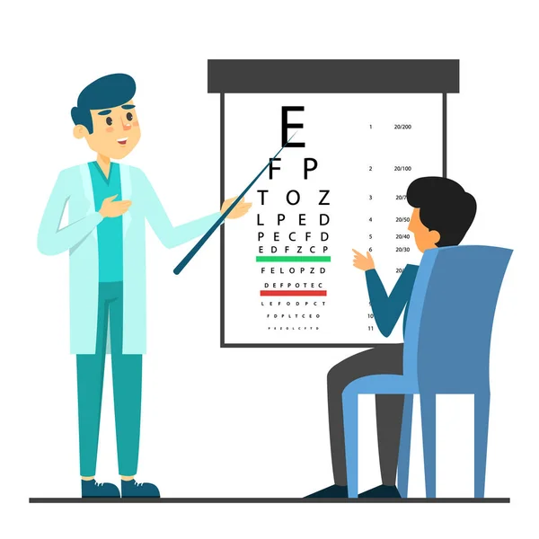 Male beautiful doctor oculist in glasses standing — Stock Vector