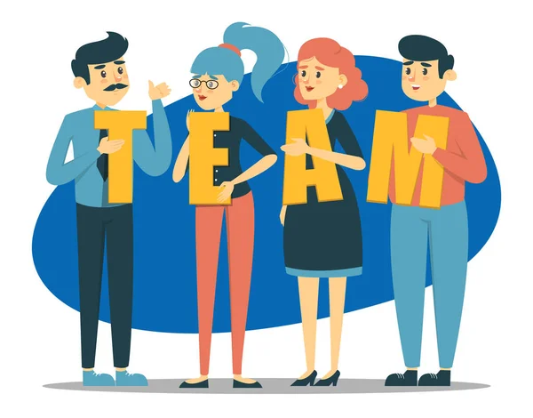 Takım vektörü kelimesinin harflerini tutan iş adamları