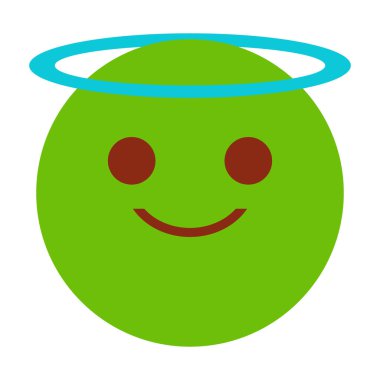 Halo vektörü izole edilmiş gülümseyen yeşil emoji. Mutlu yüz.