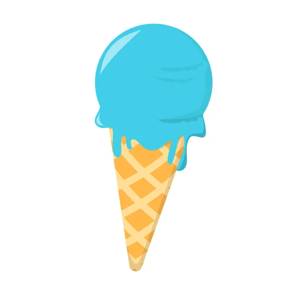 ブルーアイスクリームベクトル分離 甘い冷たいデザート 夏の食べ物 おいしいスナック カラフルな乳製品 — ストックベクタ