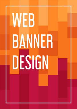 Reklam web pankartı vektörünün soyut tasarımı izole edildi. Arka planda örnek metin ve renkli öge. Mizanpaj koleksiyonu. Kırmızı rengin yaratıcı modern şablonu