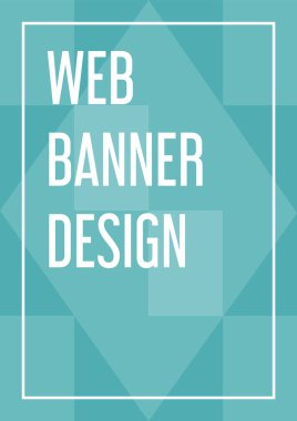 Reklam web pankartı vektörünün soyut tasarımı izole edildi. Arka planda örnek metin ve renkli öge. Mavi rengin yaratıcı modern şablonu