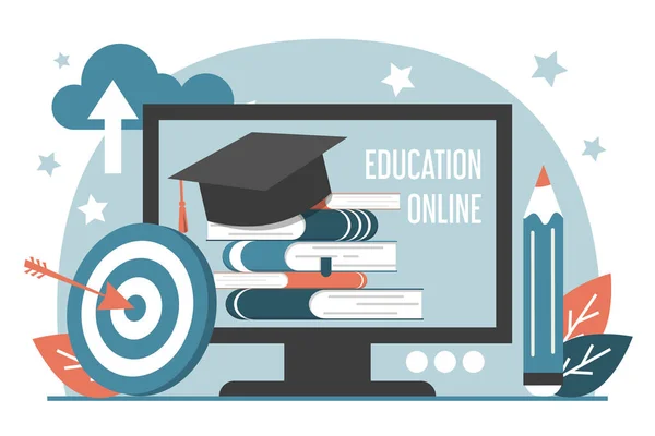 Online Onderwijs Concept Vector Geïsoleerd Learning Communicatie Internet Onderwijzen Wereldwijd — Stockvector