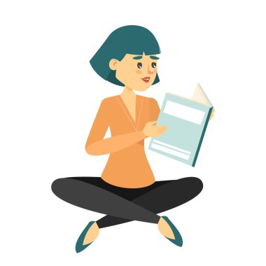 Kitap okuyan kadın izole edildi. Bilgi ve eğitim düşüncesi. Elinde kitap olan bir kadın karakter..