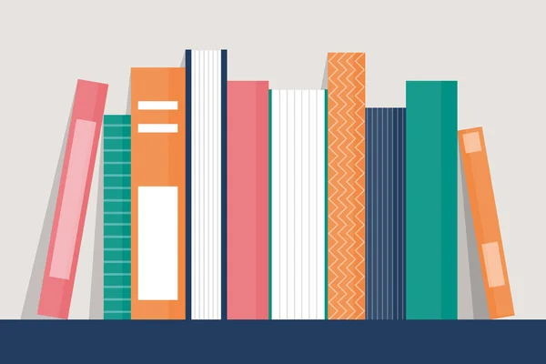 書棚ベクトル上の本は隔離された 文学の収集 教育と学習のアイデア カラフルな紙の教科書の山 — ストックベクタ