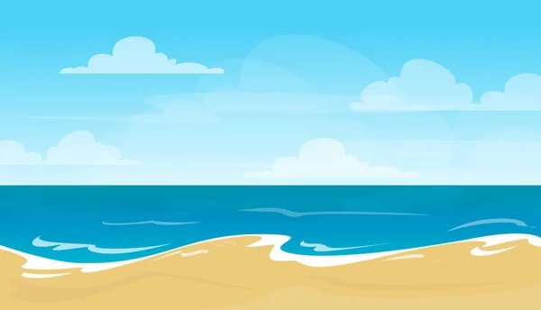 Ilustración Vectorial Playa Vacía Verano Hermosa Vista Sobre Mar Cielo — Archivo Imágenes Vectoriales