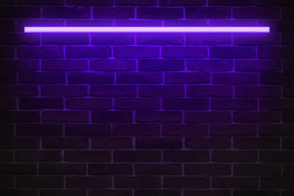 Background Texture Empty Red Brick Wall Vilet Neon Light Lamp — Stok fotoğraf