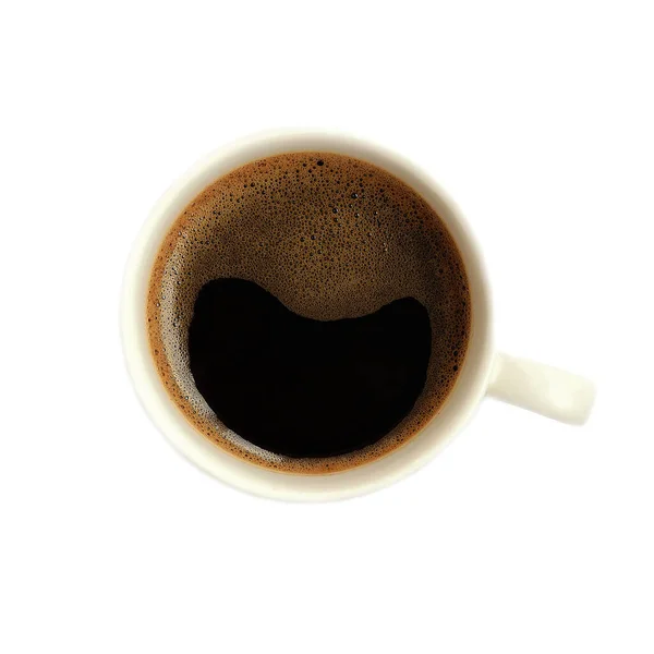 Csésze Fekete Kávé Elszigetelt Fehér Background Szemközti Nézet Stock Kép