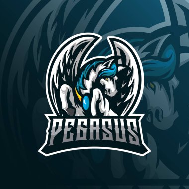 Pegasus maskot logo tasarımı vektörü modern illüstrasyon içeriyor
