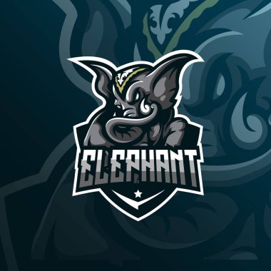 modern illüstrasyon konsantrasyon ile fil maskotu logo tasarım vektör